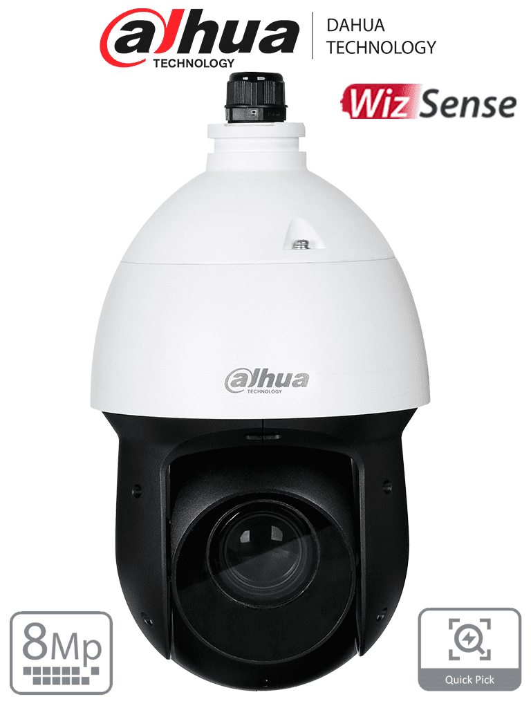 DAHUA SD49825GB-HNR - Cámara IP PTZ de 8 MP / WizSense/ 25x de Zoom óptico/ IR de 100 m/ H.265+/ WDR Real de 120 dB/ Protección perimetral/ Detección de rostros / SMD 4.0/ Ranura para MicroSD/ IP66/ E&S de Alarma y Audio/ DAHUA SD49825GB-HNR - Cámara IP PTZ de 8 MP / WizSense/ 25x de Zoom óptico/ IR de 100 m/ H.265+/ WDR Real de 120 dB/ Protección perimetral/ Detección de rostros / SMD 4.0/ Ranura para MicroSD/ IP66/ E&S de Alarma y Audio/